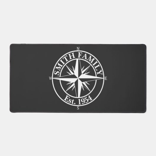 Compass star monogram, personaliseerbaar embleem bureaumat (Voorkant)