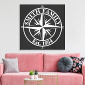 Compass star monogram, personaliseerbaar embleem canvas afdruk (Insitu (Woonkamer))