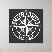 Compass star monogram, personaliseerbaar embleem canvas afdruk (Voorkant)