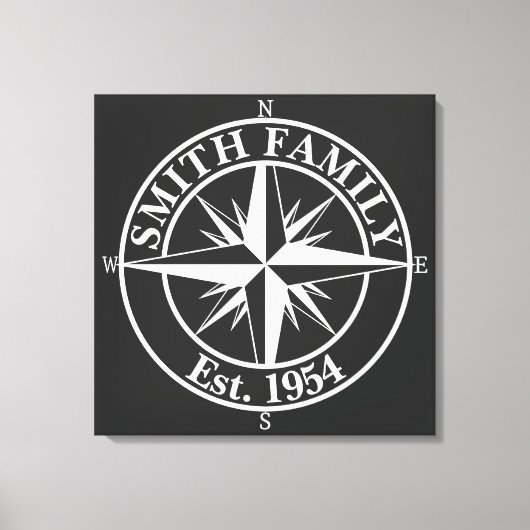 Compass star monogram, personaliseerbaar embleem canvas afdruk (Voorkant)