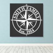 Compass star monogram, personaliseerbaar embleem canvas afdruk (Insitu (Houten vloer))