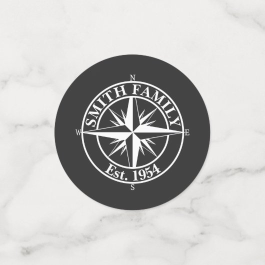 Compass star monogram, personaliseerbaar embleem confetti (Kleine voorkant)