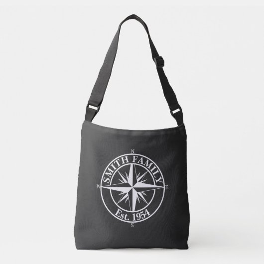 Compass star monogram, personaliseerbaar embleem crossbody tas (Voorkant)