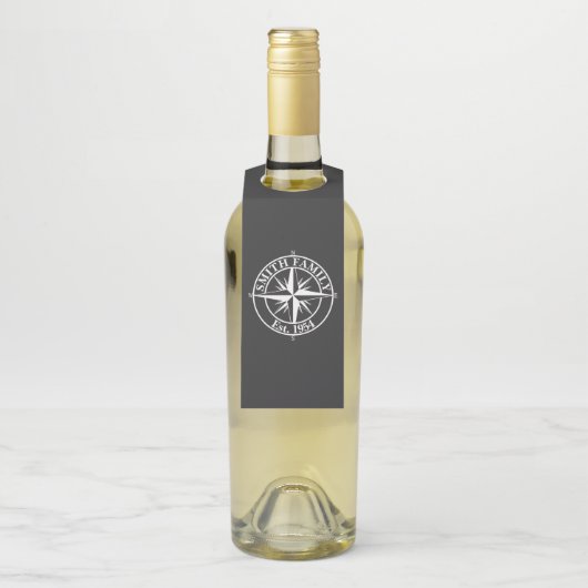 Compass star monogram, personaliseerbaar embleem flessenhanger (Op fles)