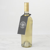 Compass star monogram, personaliseerbaar embleem flessenhanger (Schuin)