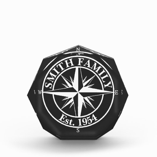 Compass star monogram, personaliseerbaar embleem fotoblokken (Voorkant)