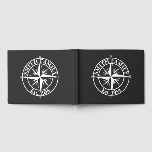 Compass star monogram, personaliseerbaar embleem gastenboek (Volledig)