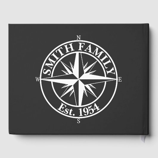 Compass star monogram, personaliseerbaar embleem gastenboek (Achterkant)