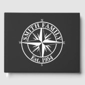 Compass star monogram, personaliseerbaar embleem gastenboek (Voorkant)