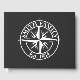 Compass star monogram, personaliseerbaar embleem gastenboek