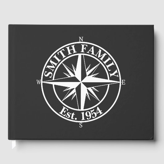 Compass star monogram, personaliseerbaar embleem gastenboek (Voorkant)