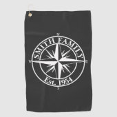 Compass star monogram, personaliseerbaar embleem golfhanddoek (Voorkant)