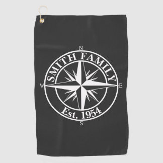 Compass star monogram, personaliseerbaar embleem golfhanddoek
