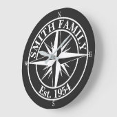 Compass star monogram, personaliseerbaar embleem grote klok (Hoek)