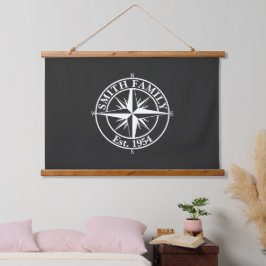 Compass star monogram, personaliseerbaar embleem hangend wandkleed