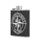 Compass star monogram, personaliseerbaar embleem heupfles (Links)