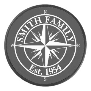 Compass star monogram, personaliseerbaar embleem hockey puck