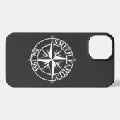 Compass star monogram, personaliseerbaar embleem iPhone hoesje (Achterkant horizontaal)