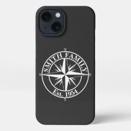 Compass star monogram, personaliseerbaar embleem iPhone 13 hoesje
