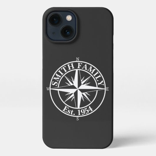 Compass star monogram, personaliseerbaar embleem iPhone hoesje (Achterkant)