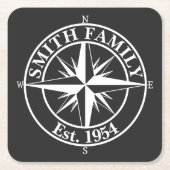 Compass star monogram, personaliseerbaar embleem kartonnen onderzetters (Voorkant)