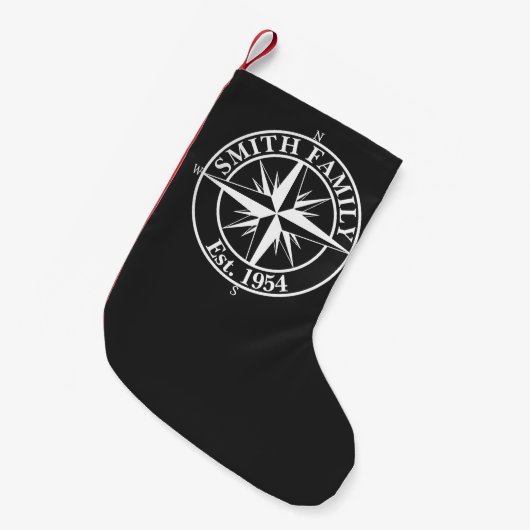 Compass star monogram, personaliseerbaar embleem kleine kerstsok (Voorkant (Hangend))