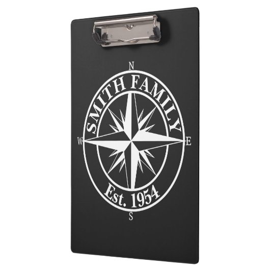 Compass star monogram, personaliseerbaar embleem klembord (Links)