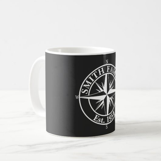 Compass star monogram, personaliseerbaar embleem koffiemok (Voorkant links)