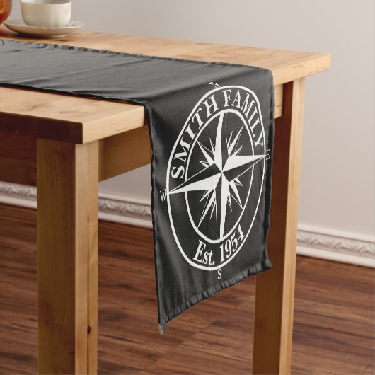 Compass star monogram, personaliseerbaar embleem korte tafelloper (Voorbeeld)