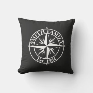 Compass star monogram, personaliseerbaar embleem kussen
