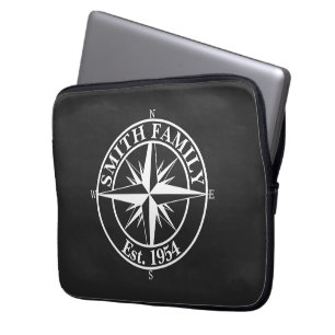 Compass star monogram, personaliseerbaar embleem laptop sleeve