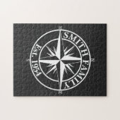 Compass star monogram, personaliseerbaar embleem legpuzzel (Horizontaal)