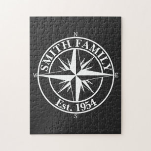 Compass star monogram, personaliseerbaar embleem legpuzzel