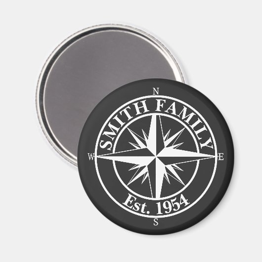 Compass star monogram, personaliseerbaar embleem magneet (Voorkant / Achterkant)
