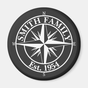 Compass star monogram, personaliseerbaar embleem magneet