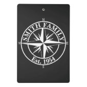 Compass star monogram, personaliseerbaar embleem mini klembord (Achterkant)