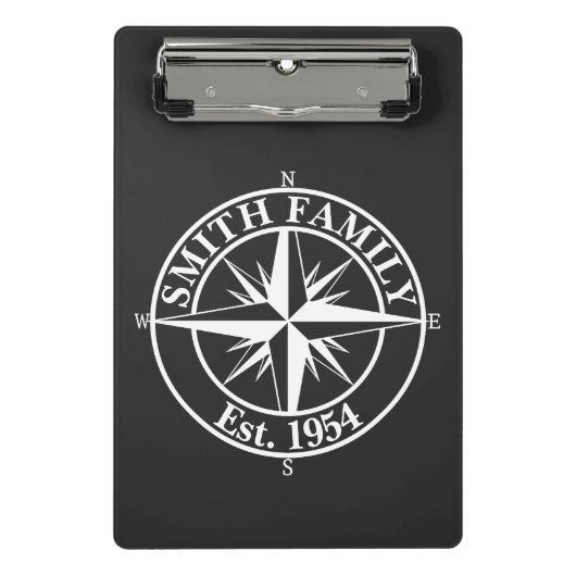Compass star monogram, personaliseerbaar embleem mini klembord (Voorkant)
