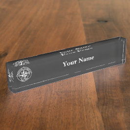 Compass star monogram, personaliseerbaar embleem naambordje