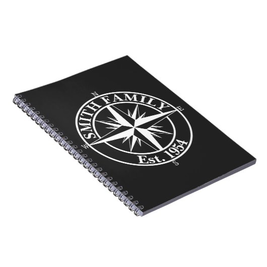 Compass star monogram, personaliseerbaar embleem notitieboek (Rechterzijde)