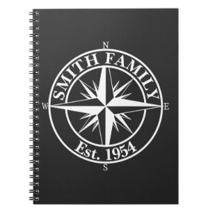 Compass star monogram, personaliseerbaar embleem notitieboek