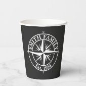 Compass star monogram, personaliseerbaar embleem papieren bekers (Achterkant)