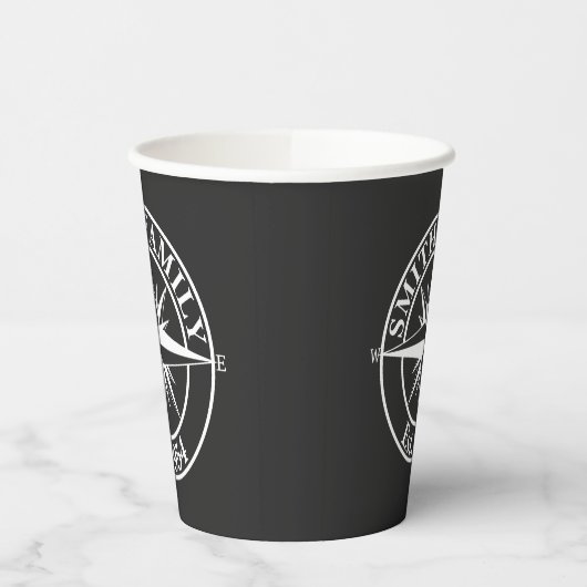 Compass star monogram, personaliseerbaar embleem papieren bekers (Links)