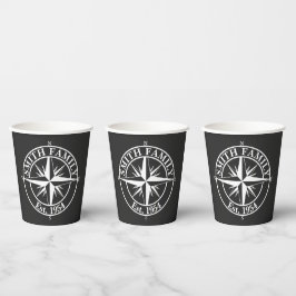 Compass star monogram, personaliseerbaar embleem papieren bekers