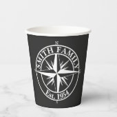 Compass star monogram, personaliseerbaar embleem papieren bekers (Voorkant)