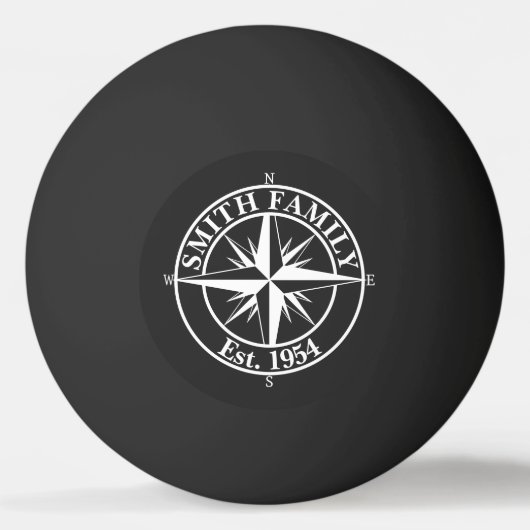 Compass star monogram, personaliseerbaar embleem pingpongbal (Voorkant)