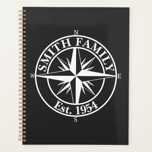 Compass star monogram, personaliseerbaar embleem planner (Voorkant)