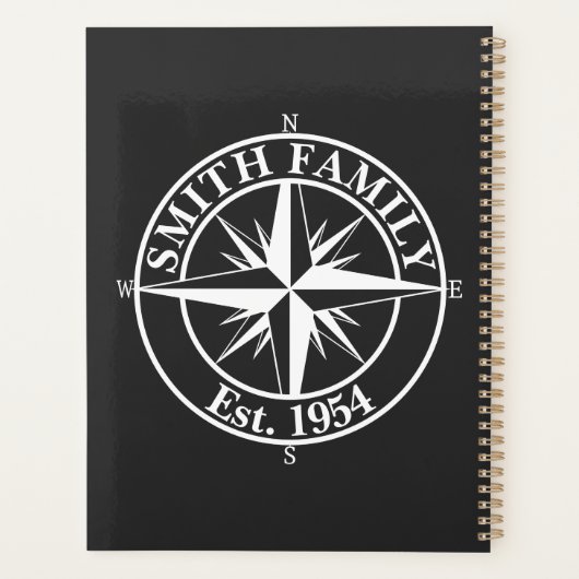 Compass star monogram, personaliseerbaar embleem planner (Achterkant)