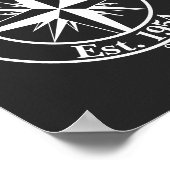 Compass star monogram, personaliseerbaar embleem poster (Hoek)