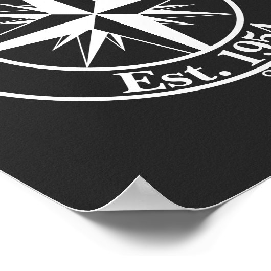 Compass star monogram, personaliseerbaar embleem poster (Hoek)