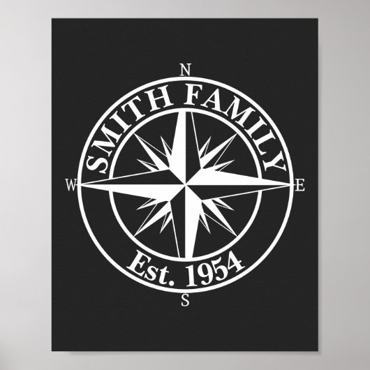 Compass star monogram, personaliseerbaar embleem poster (Voorkant)